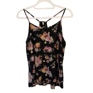 Sage Black Floral Feminine Lightweight Tank Size S Festival Summer Casual